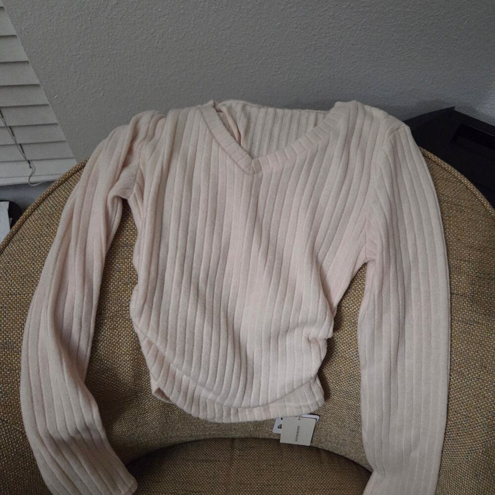 NWT Commense V-Neck Ribbed Skinny T-Shirt Sz XS